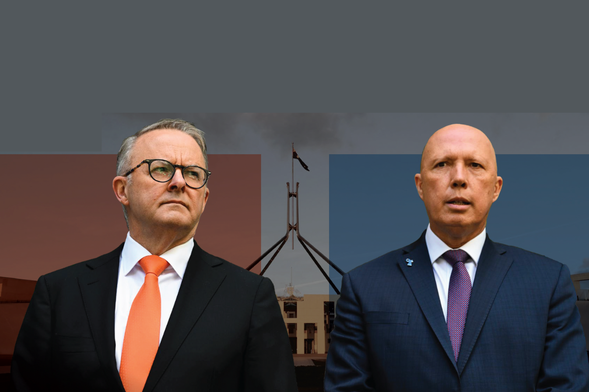 A collaged image of Anthony Albanese and Peter Dutton.
