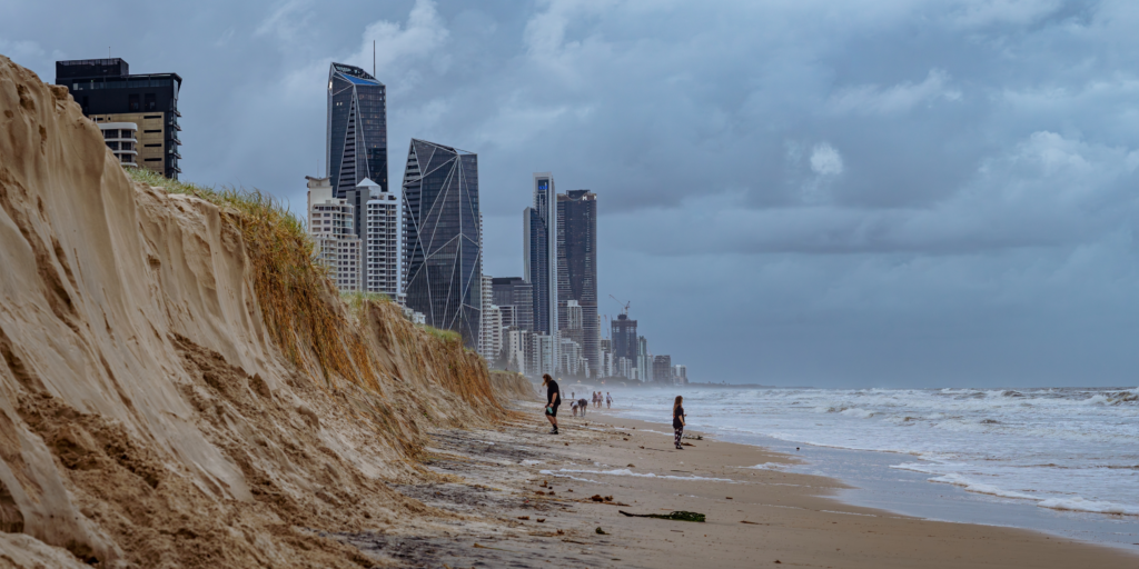 Surfers Paradise beach damage from Tropical Cyclone Alfred